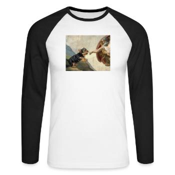 Dog God Hand Havanese Dogs meme - Unisex Long Sleeve Baseball T-Shirt - white/black - Front - Nik (191cm)