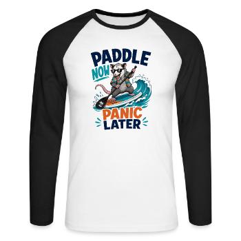  Backprint | SUP Paddleboard Board Stand Up paddel - Unisex Baseballshirt langarm - Weiß/Schwarz - Vorne - Nik (191cm)