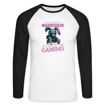 Pastel Goth Soft Goth Gaming Gamer - Unisex Baseballshirt langarm - Weiß/Schwarz - Vorne - Nik (191cm)