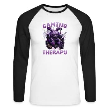 Pastel Goth Soft Goth Gaming Gamer - Unisex Baseballshirt langarm - Weiß/Schwarz - Vorne - Nik (191cm)