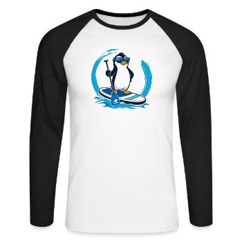  Cartoons SUP Paddleboard Board Stand Up paddel - Unisex Baseballshirt langarm - Weiß/Schwarz - Vorne - Nik (191cm)