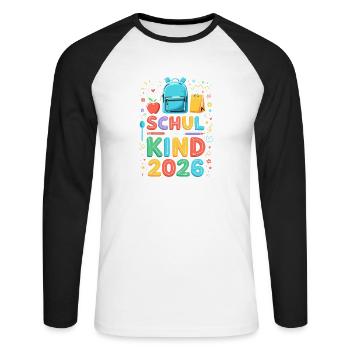 School Child 2026 School Enrollment 2026 Back to School - Unisex Long Sleeve Baseball T-Shirt - white/black - Front - Nik (191cm)