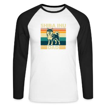 Shiba Inu Vater Japanischer Doge Besitzer - Unisex Baseballshirt langarm - Weiß/Schwarz - Vorne - Nik (191cm)