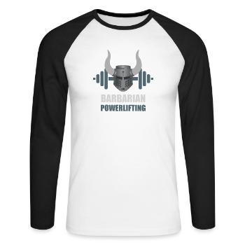 Entraînement de powerlifting Barbarian Warrior - T-shirt baseball manches longues Homme - blanc/noir - Devant - Nik (191cm)