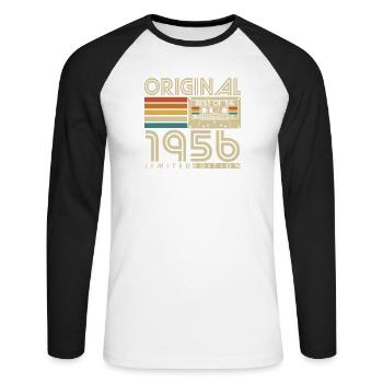 1956 Birthday Retro Vintage Vintage Gift - Unisex Long Sleeve Baseball T-Shirt - white/black - Front - Nik (191cm)