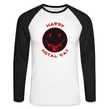 Joyeuse Journée Metal Icône de la batterie - T-shirt baseball manches longues Homme - blanc/noir - Devant - Nik (191cm)