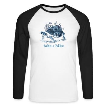 take a hike - Unisex Long Sleeve Baseball T-Shirt - white/black - Front - Nik (191cm)