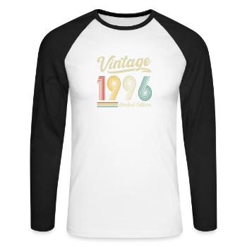 Édition limitée Vintage 1996 30e anniversaire - T-shirt baseball manches longues Homme - blanc/noir - Devant - Nik (191cm)