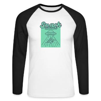 Snack de pizza OVNI - T-shirt baseball manches longues Homme - blanc/noir - Devant - Nik (191cm)