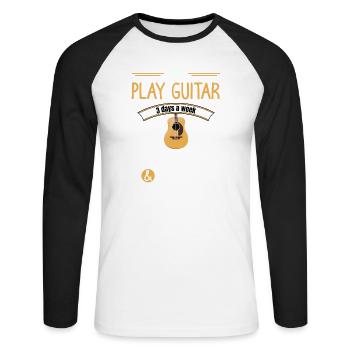 Citation drôle de guitare - T-shirt baseball manches longues Homme - blanc/noir - Devant - Nik (191cm)