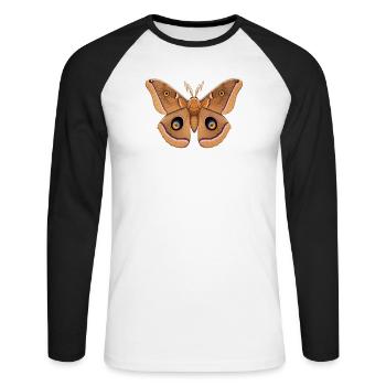 Polyphemus Moth Antheraea Polyphemus Style de dessin animé - T-shirt baseball manches longues Homme - blanc/noir - Devant - Nik (191cm)
