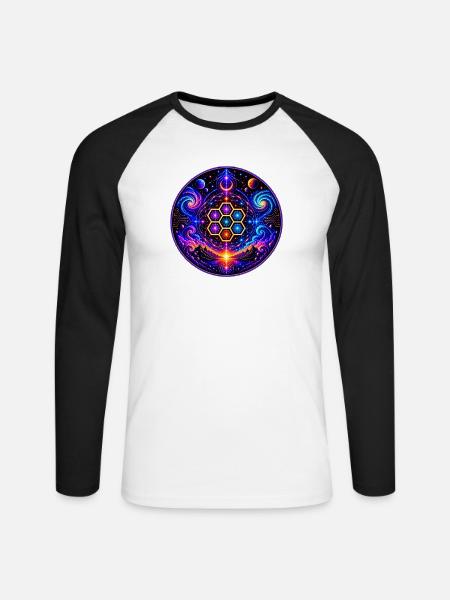 Sacred Geometrie - Unisex Baseballshirt langarm - Weiß/Schwarz
