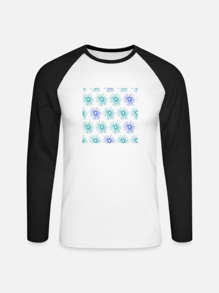 Sonnenstern Muster - Unisex Baseballshirt langarm - Weiß/Schwarz