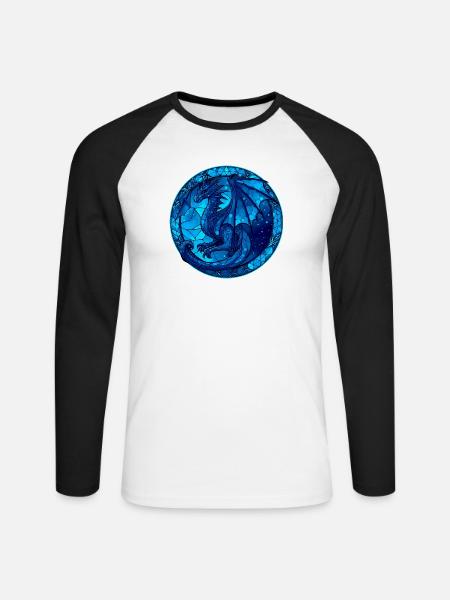 Blue Dragon - Unisex Baseballshirt langarm - Weiß/Schwarz