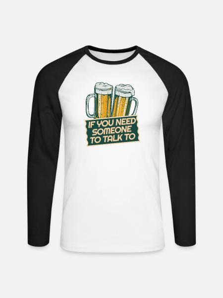 NEED SOMEONE TO TALK - Unisex Baseballshirt langarm - Weiß/Schwarz