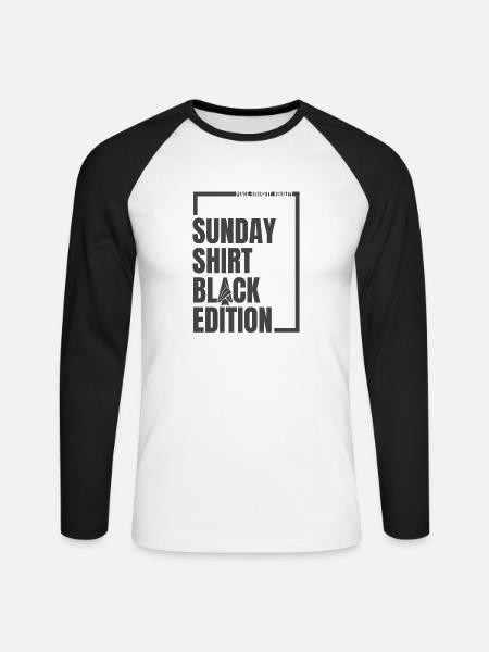 SUNDAY_SHIRT_BLACK EDITION - Unisex Baseballshirt langarm - Weiß/Schwarz