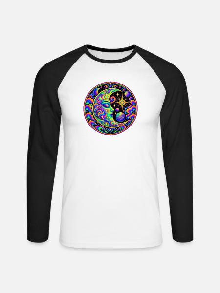 Mond - Unisex Baseballshirt langarm - Weiß/Schwarz