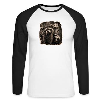 Trash Panda Night Crew Raccoon Opossum Skunk  - Unisex Baseballshirt langarm - Weiß/Schwarz - Vorne - Nik (191cm)