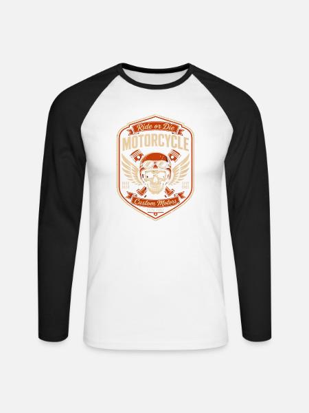 Schädelhelm Ride or Die Patch - Unisex Baseballshirt langarm - Weiß/Schwarz