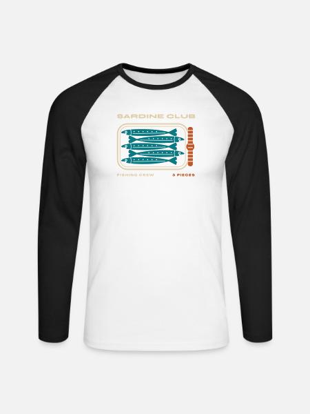 Sardinenclub - Unisex Baseballshirt langarm - Weiß/Schwarz