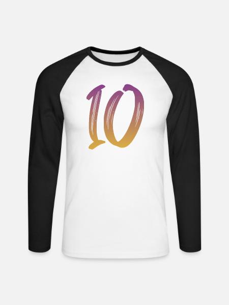 10 - Unisex Baseballshirt langarm - Weiß/Schwarz