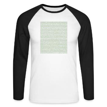 2399 Ziffern von Pi - Unisex Baseballshirt langarm - Weiß/Schwarz - Vorne - Nik (191cm)