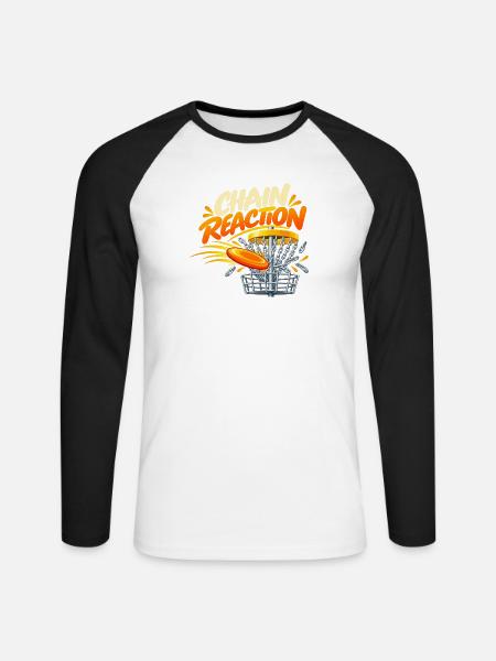 Kettenreaktion Disc Golf - Unisex Baseballshirt langarm - Weiß/Schwarz