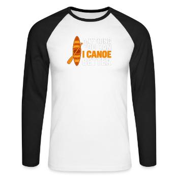 Kanu, Kanu, Kajak, Wilderness River Kunst, - Unisex Baseballshirt langarm - Weiß/Schwarz - Vorne - Nik (191cm)