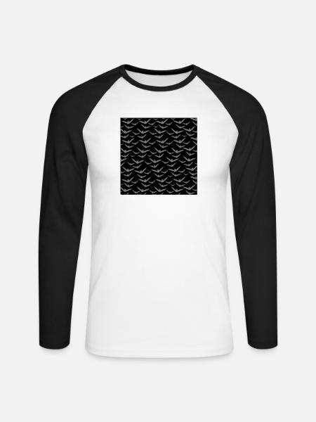 Gothic Baby & Bookish Fledermaus Muster - Unisex Baseballshirt langarm - Weiß/Schwarz