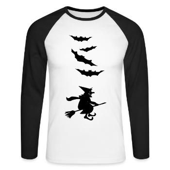 Sorcière - T-shirt baseball manches longues Homme - blanc/noir - Devant - Nik (191cm)