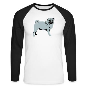 Carlin - T-shirt baseball manches longues Homme - blanc/noir - Devant - Nik (191cm)