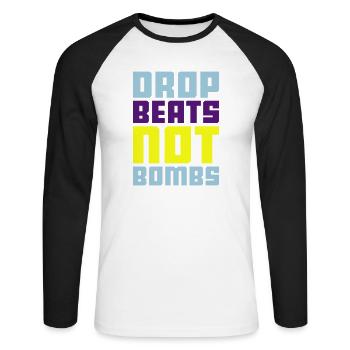 drop beats not bombs - Unisex Long Sleeve Baseball T-Shirt - white/black - Front - Nik (191cm)