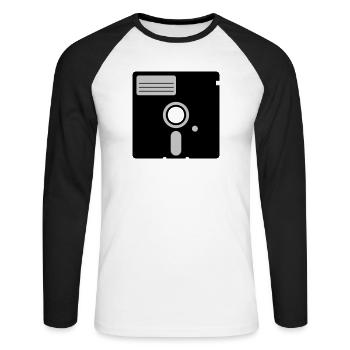 retro floppy disk - Unisex Baseballshirt langarm - Weiß/Schwarz - Vorne - Nik (191cm)