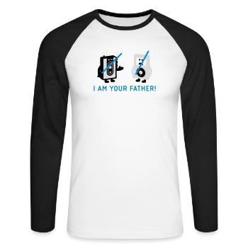 darth vader vs pod - Unisex Long Sleeve Baseball T-Shirt - white/black - Front - Nik (191cm)