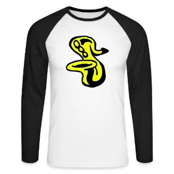 Saxophone - T-shirt baseball manches longues Homme - blanc/noir - Devant - Nik (191cm)