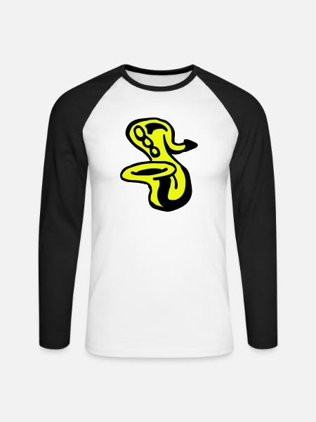 Saxophone - T-shirt baseball manches longues Homme - blanc/noir