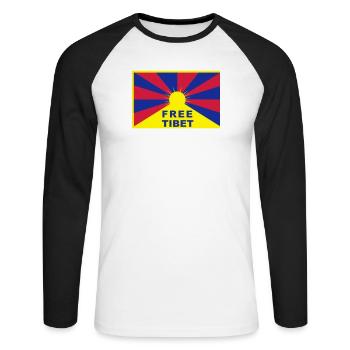 Free Tibet - Unisex Long Sleeve Baseball T-Shirt - white/black - Front - Nik (191cm)