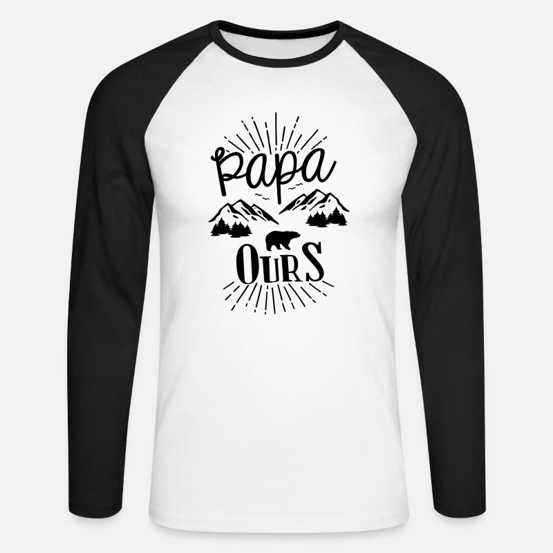 Papa Bär - Unisex Baseballshirt langarm - Weiß/Schwarz