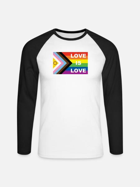 LOVE IS LOVE - Unisex Baseballshirt langarm - Weiß/Schwarz
