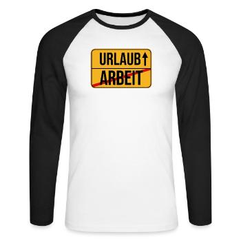Urlaub Arbeit Wegweiser Design - Unisex Baseballshirt langarm - Weiß/Schwarz - Vorne - Nik (191cm)
