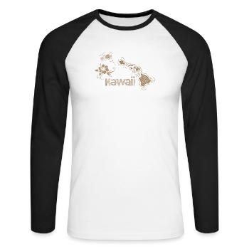 Hawaii - Unisex Baseballshirt langarm - Weiß/Schwarz - Vorne - Nik (191cm)