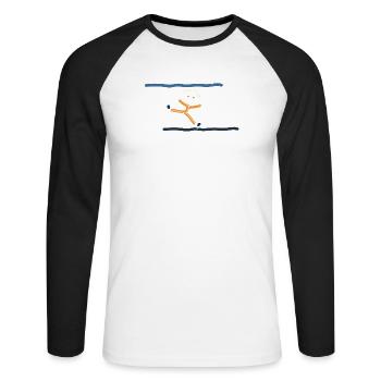 Mach was du willst, ist eh alles verkehrt - Unisex Baseballshirt langarm - Weiß/Schwarz - Vorne - Nik (191cm)