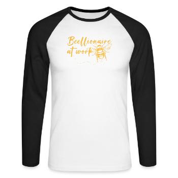 Beellionaire at Work - Unisex Long Sleeve Baseball T-Shirt - white/black - Front - Nik (191cm)