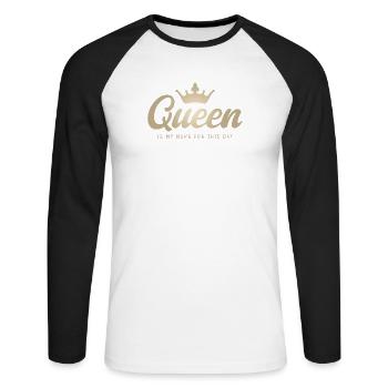 Reine est mon nom pour ce jour – Couronne de Reine - T-shirt baseball manches longues Homme - blanc/noir - Devant - Nik (191cm)