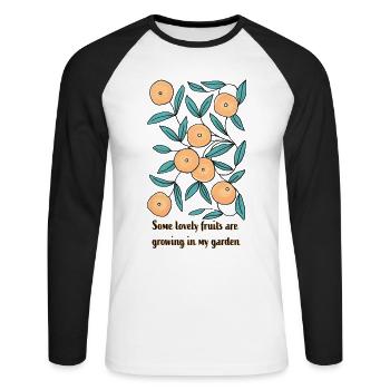 De très beaux fruits - T-shirt baseball manches longues Homme - blanc/noir - Devant - Nik (191cm)