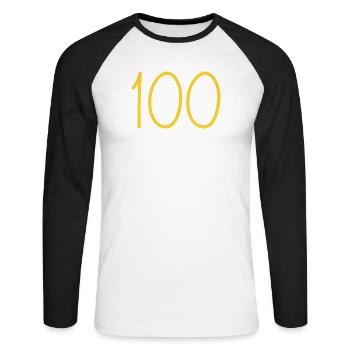 100 - Unisex Long Sleeve Baseball T-Shirt - white/black - Front - Nik (191cm)