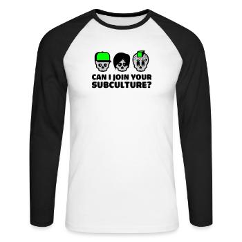 subculture - Unisex Baseballshirt langarm - Weiß/Schwarz - Vorne - Nik (191cm)