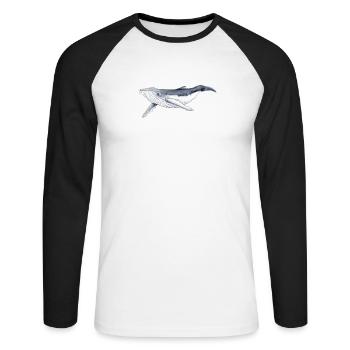 Baby-Buckelwal – Baleine - Unisex Baseballshirt langarm - Weiß/Schwarz - Vorne - Nik (191cm)