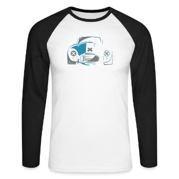 voiture de sport cobra V8 musclecars oldtimer voiture - T-shirt baseball manches longues Homme - blanc/noir - Devant - Nik (191cm)