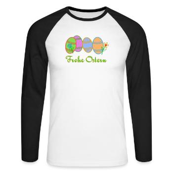 Ostereier zu Ostern - Unisex Baseballshirt langarm - Weiß/Schwarz - Vorne - Nik (191cm)